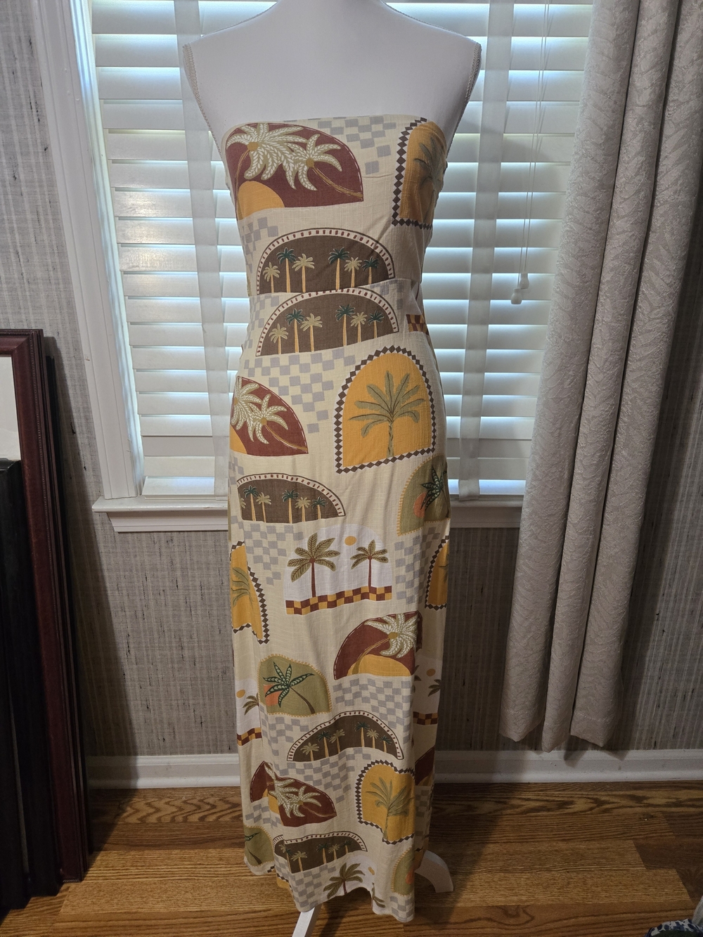 NWT Anthropolgie Strapless Tropical Print Midi Dress in Multi Color Sz S - Picture 3 of 12